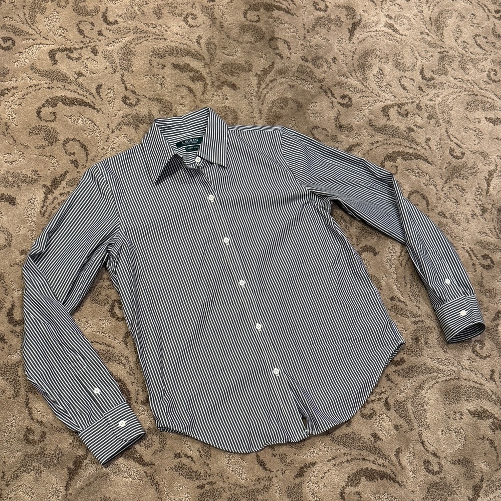 Lauren Striped Black and White no iron Shirt